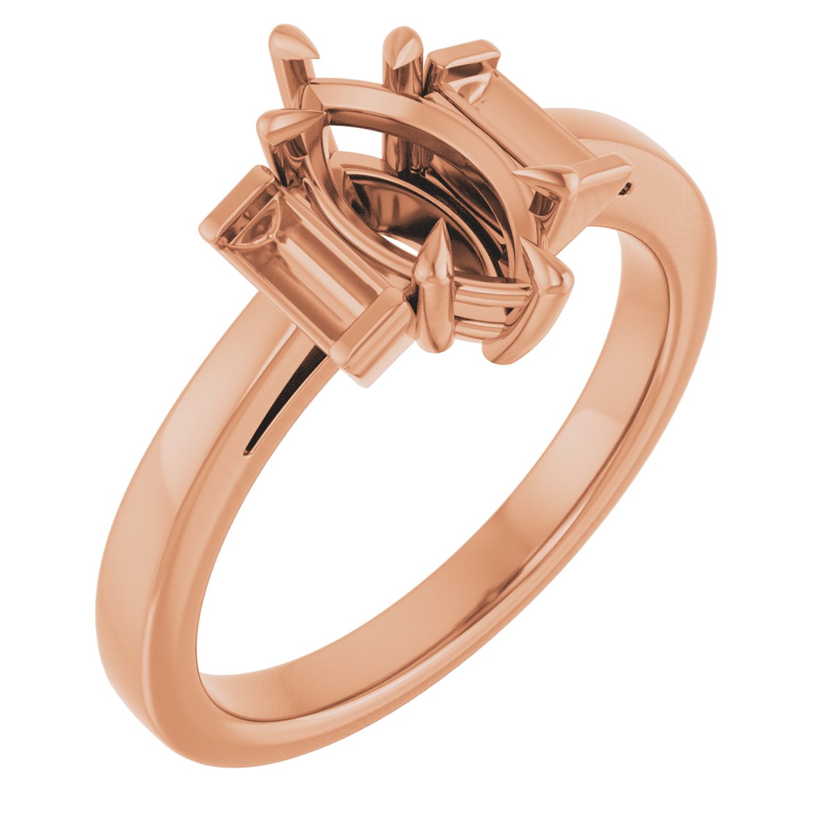 Claw-Prong Three-Stone Engagement Ring or Band