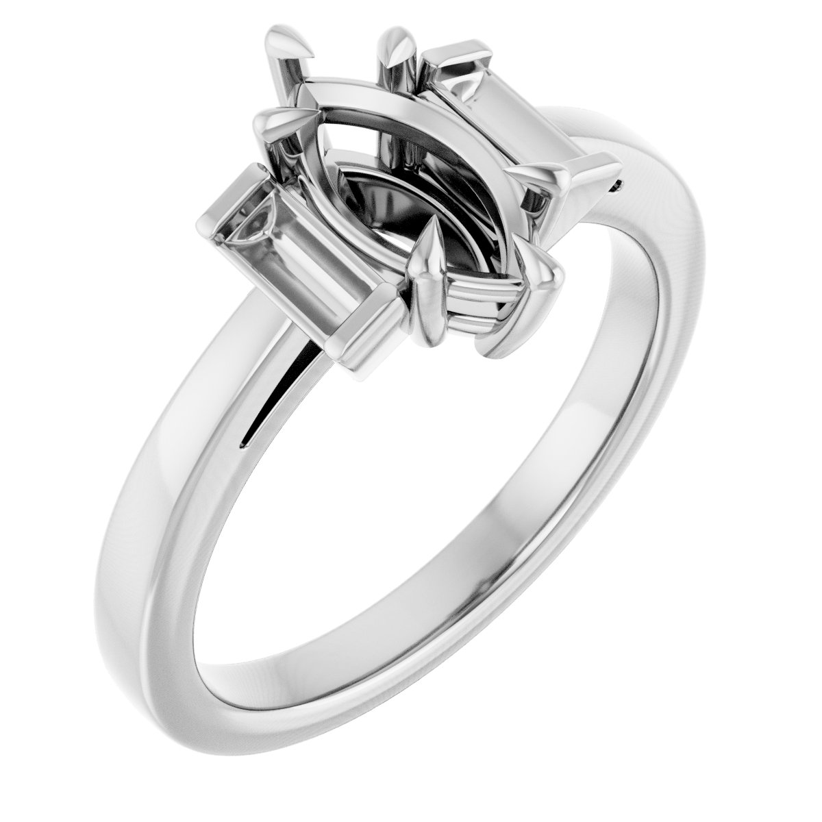 Claw-Prong Three-Stone Engagement Ring or Band