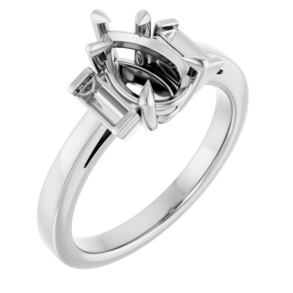 Claw-Prong Three-Stone Engagement Ring or Band