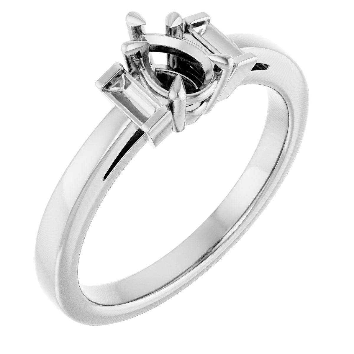 Claw-Prong Three-Stone Engagement Ring or Band