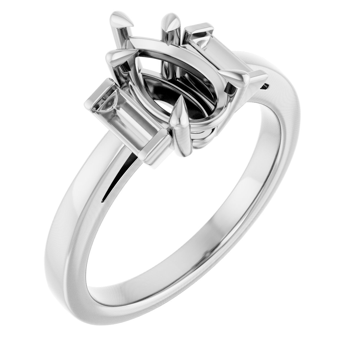 Claw-Prong Three-Stone Engagement Ring or Band