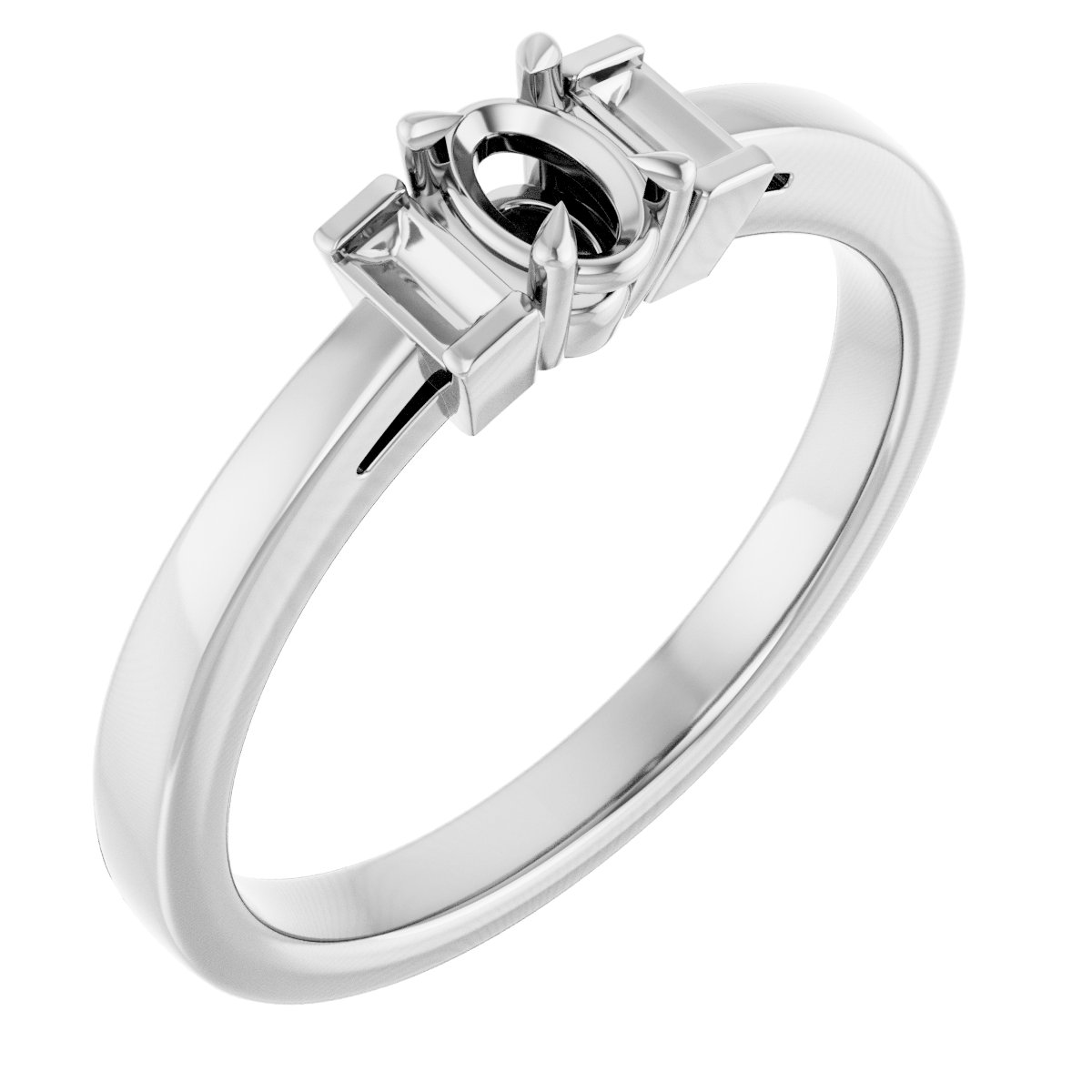 Claw-Prong Three-Stone Engagement Ring or Band