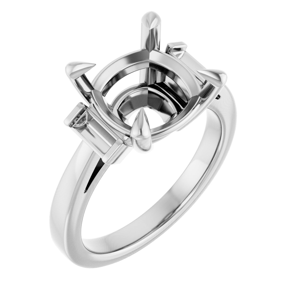 Claw-Prong Three-Stone Engagement Ring or Band