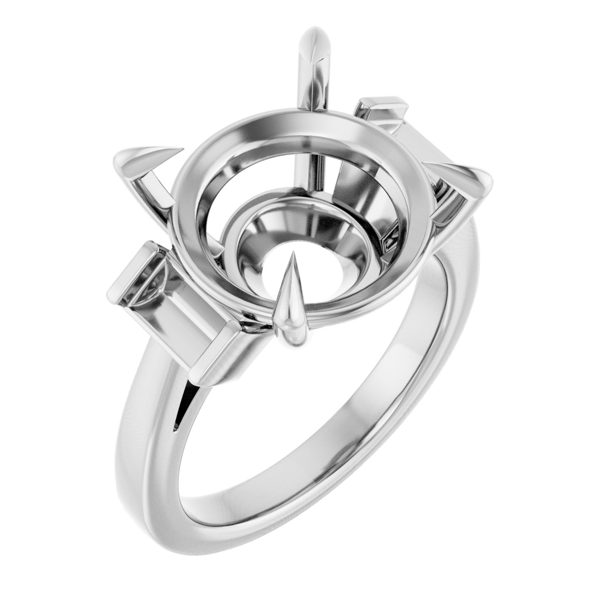 Claw-Prong Three-Stone Engagement Ring or Band