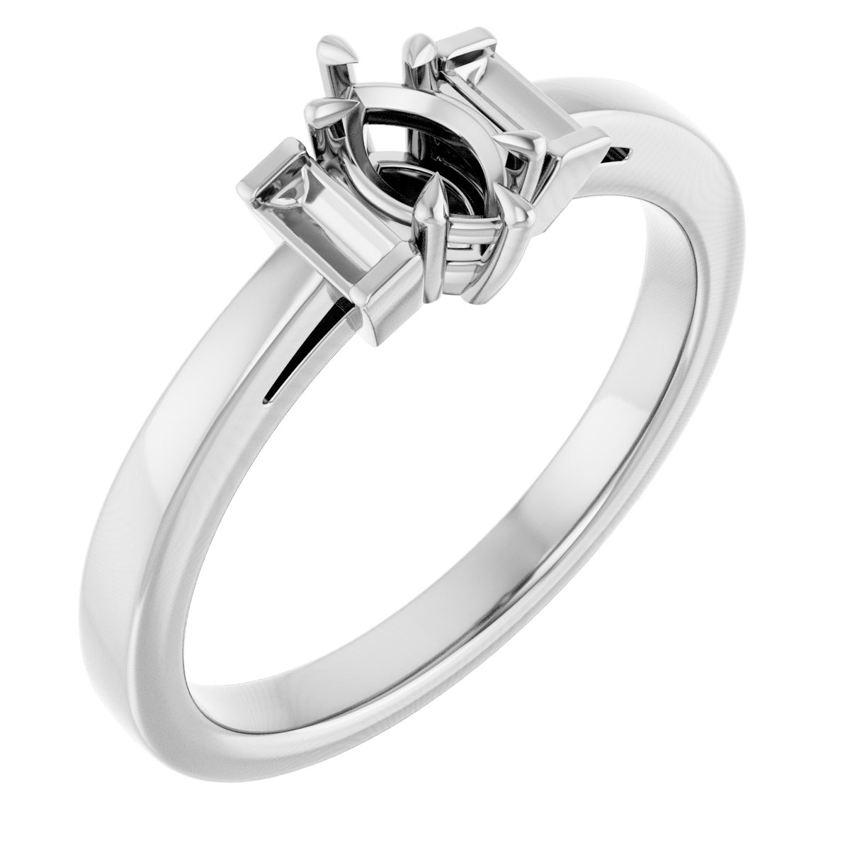 Claw-Prong Three-Stone Engagement Ring or Band