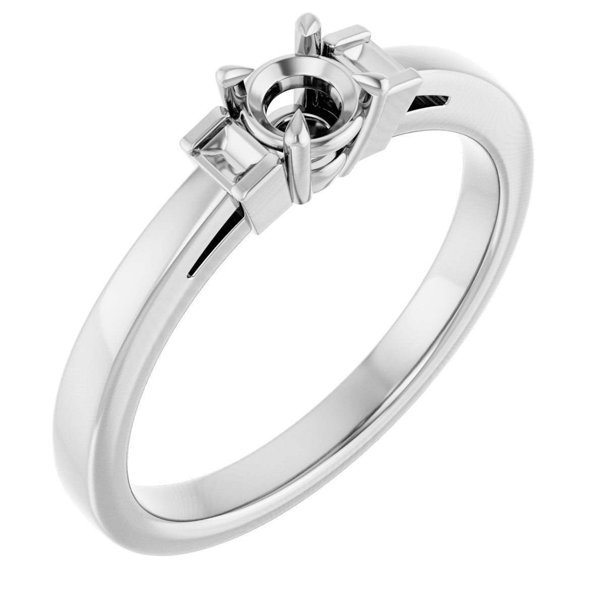 Claw-Prong Three-Stone Engagement Ring or Band