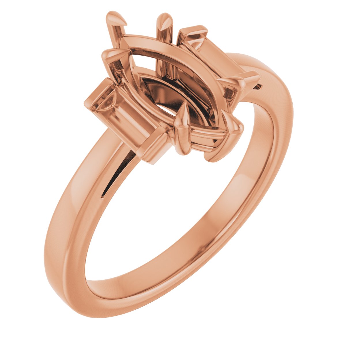 Claw-Prong Three-Stone Engagement Ring or Band