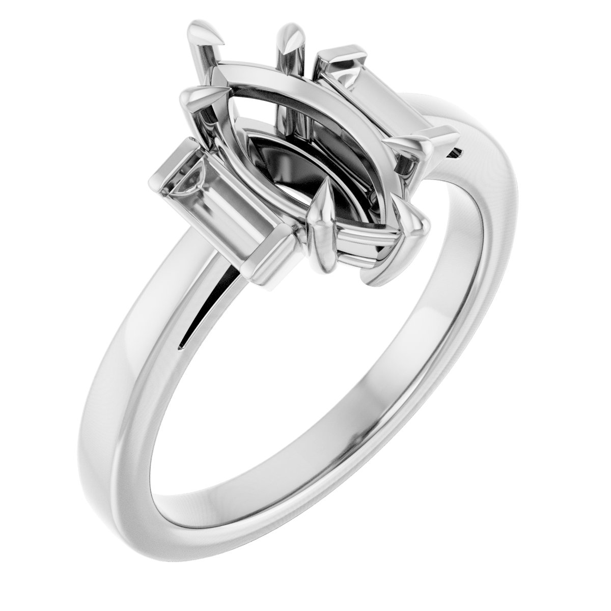 Claw-Prong Three-Stone Engagement Ring or Band