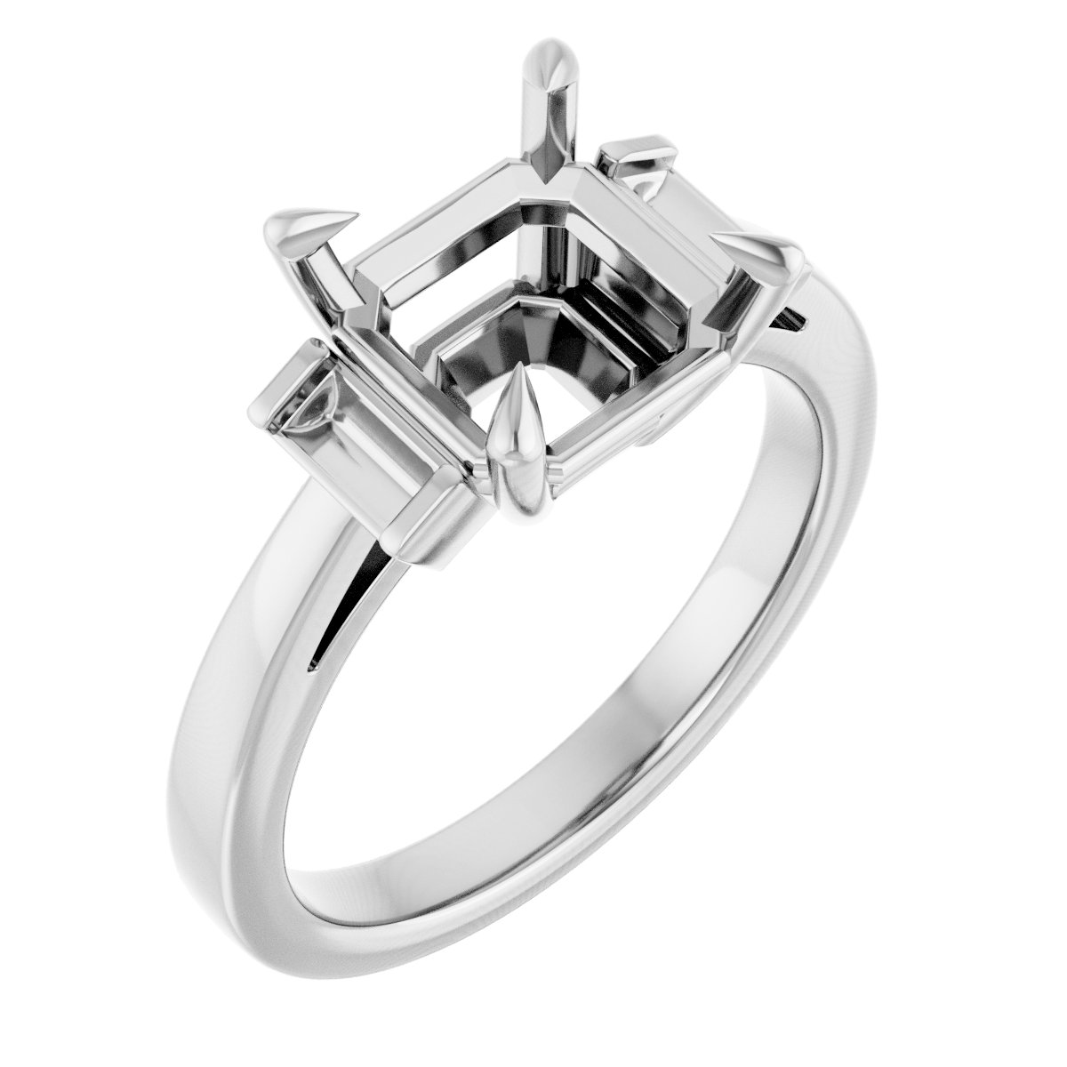 Claw-Prong Three-Stone Engagement Ring or Band