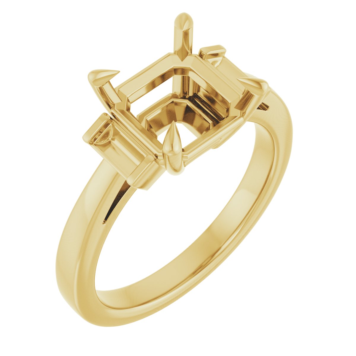 Claw-Prong Three-Stone Engagement Ring or Band