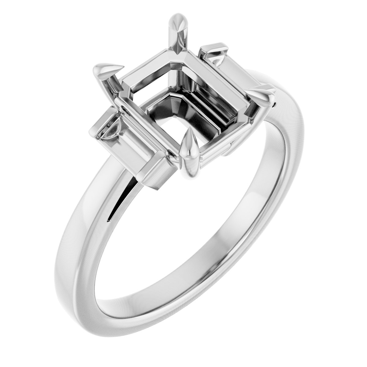 Claw-Prong Three-Stone Engagement Ring or Band
