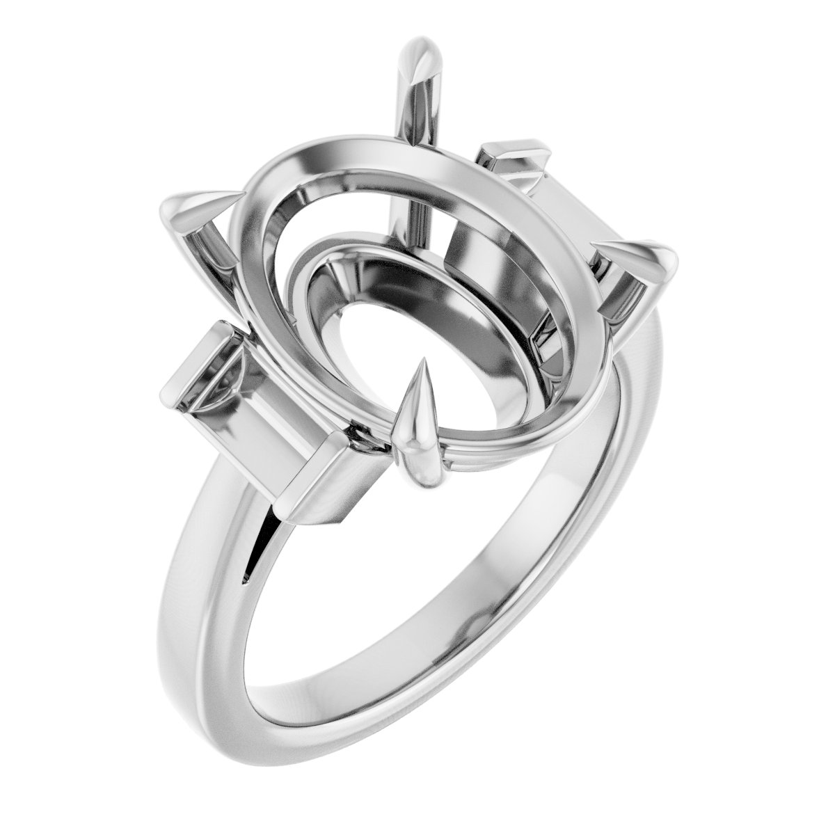 Claw-Prong Three-Stone Engagement Ring or Band