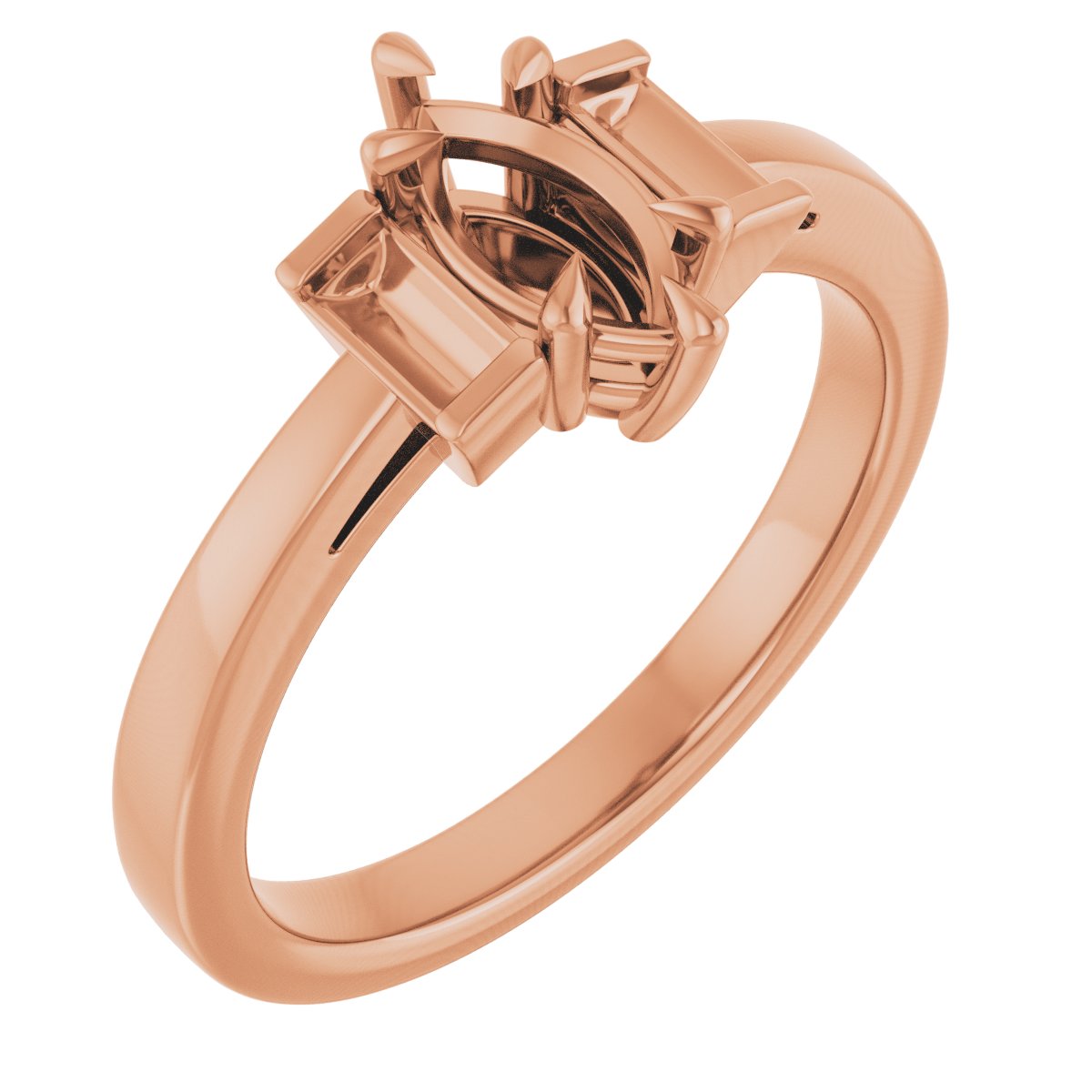 Claw-Prong Three-Stone Engagement Ring or Band