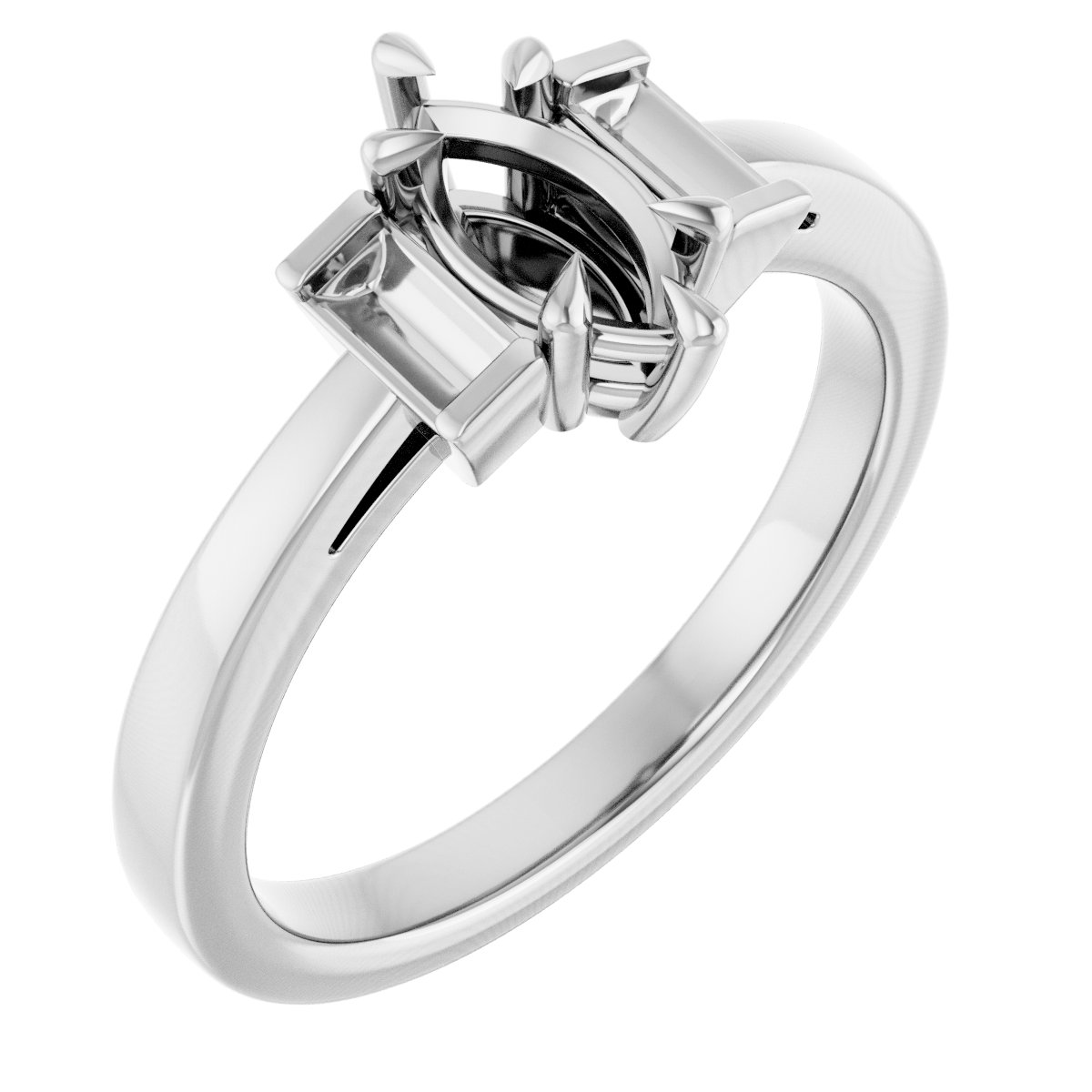 Claw-Prong Three-Stone Engagement Ring or Band