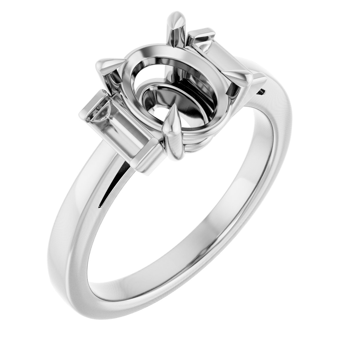 Claw-Prong Three-Stone Engagement Ring or Band