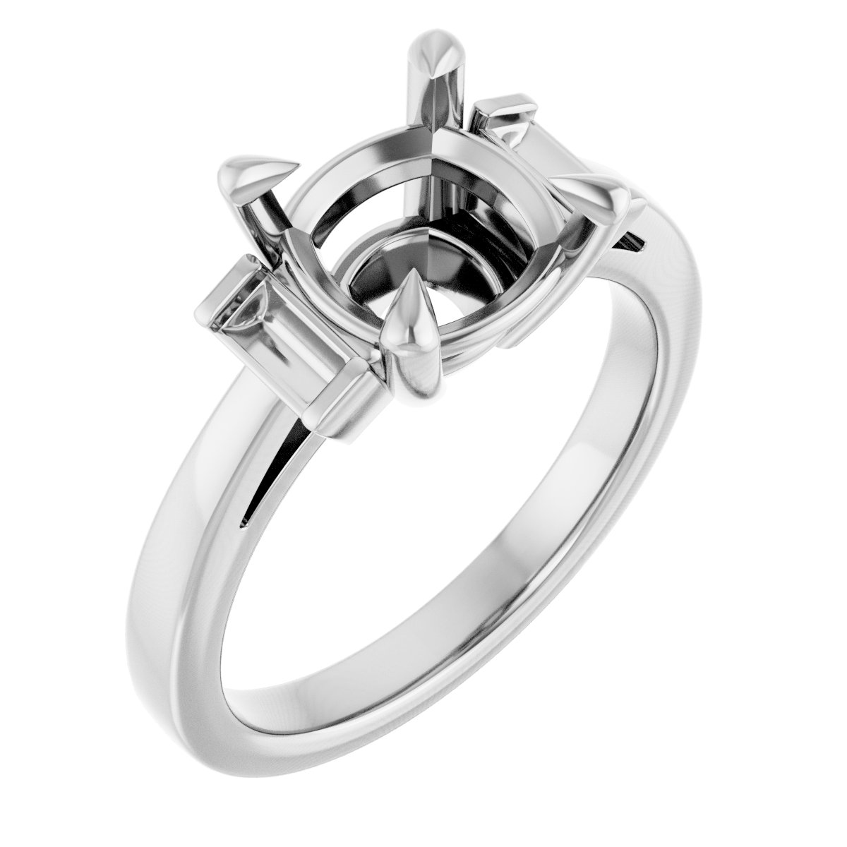Claw-Prong Three-Stone Engagement Ring or Band