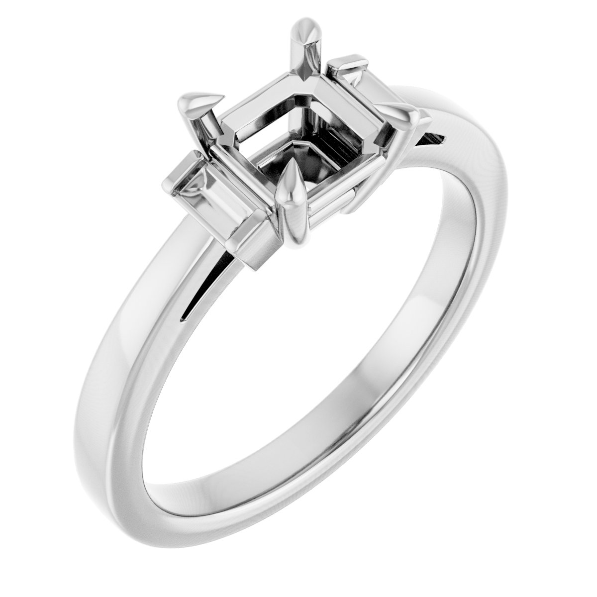 Claw-Prong Three-Stone Engagement Ring or Band