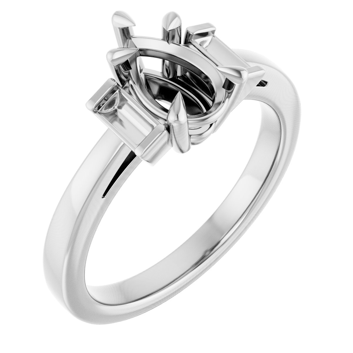 Claw-Prong Three-Stone Engagement Ring or Band
