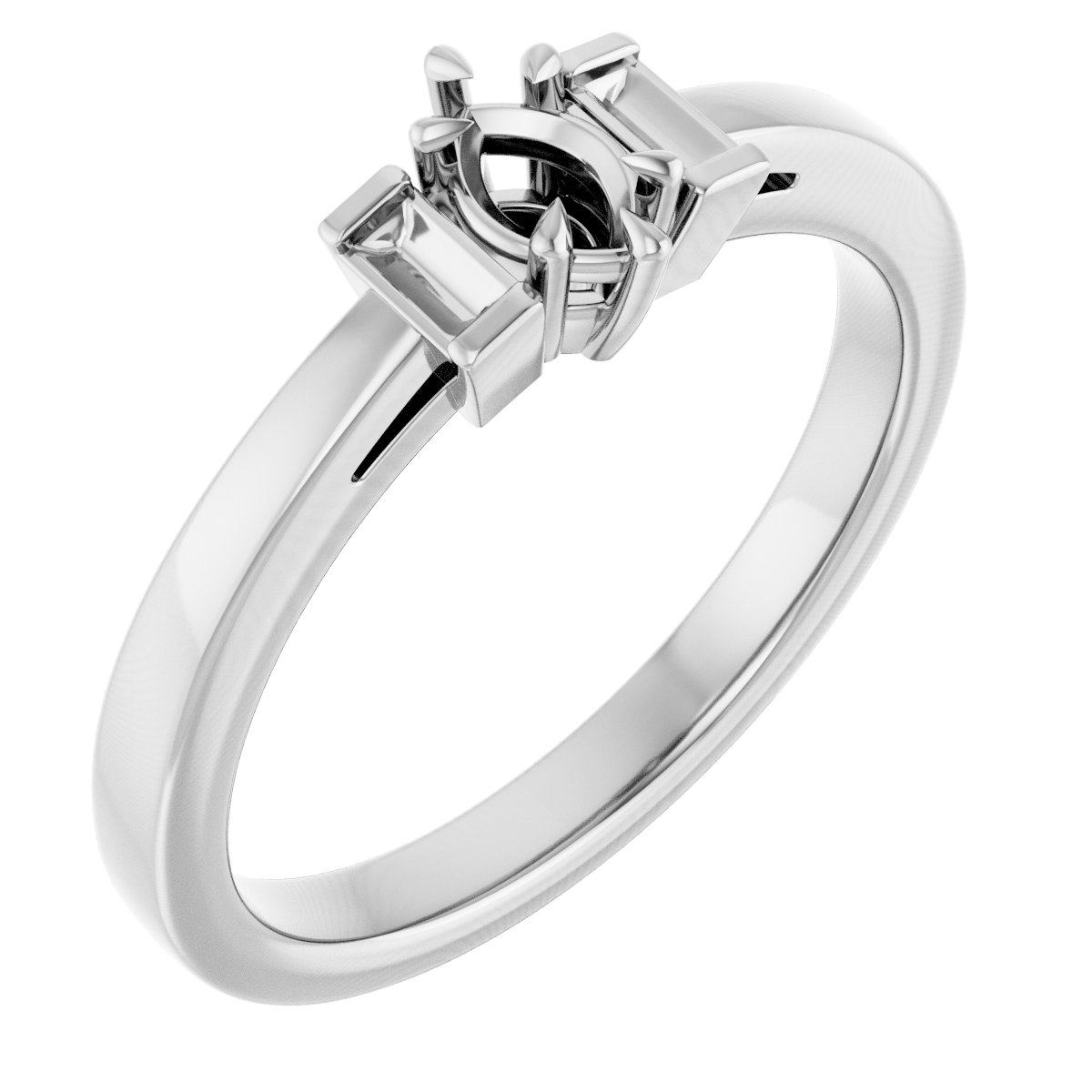 Claw-Prong Three-Stone Engagement Ring or Band