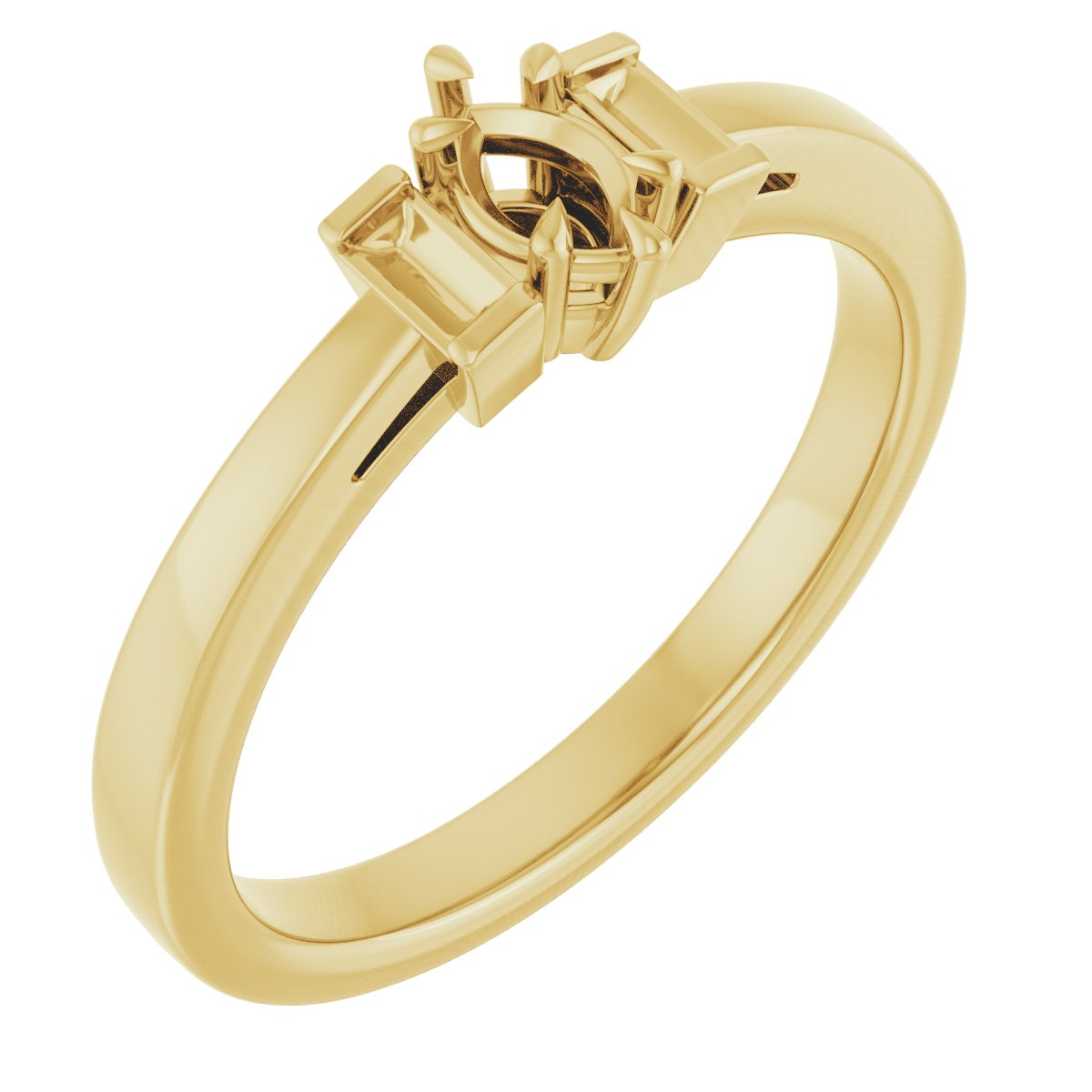 Claw-Prong Three-Stone Engagement Ring or Band