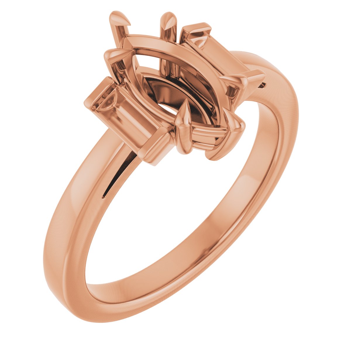 Claw-Prong Three-Stone Engagement Ring or Band