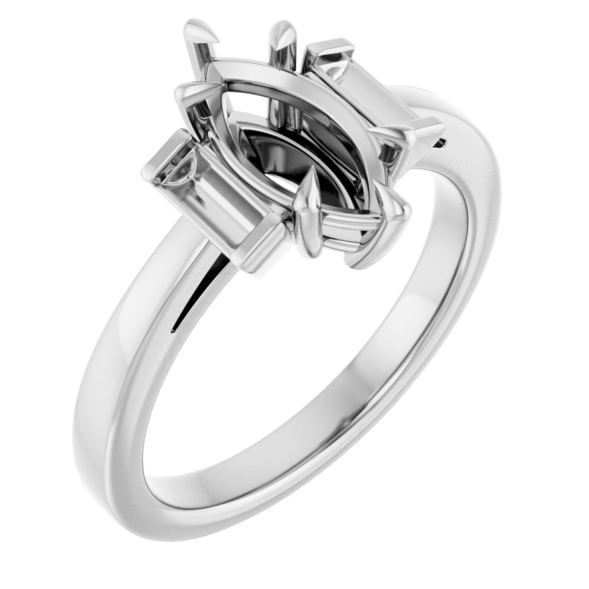 Claw-Prong Three-Stone Engagement Ring or Band
