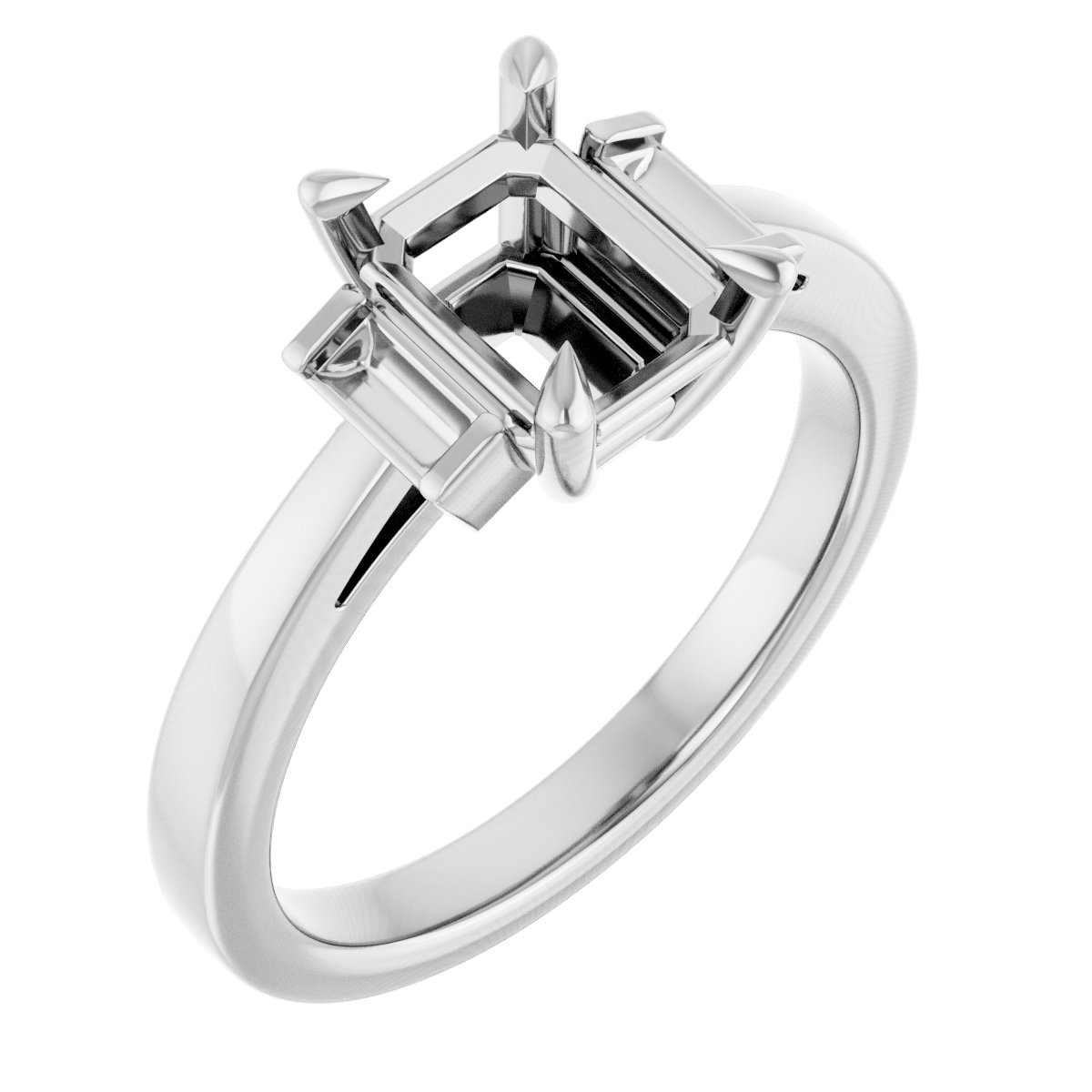 Claw-Prong Three-Stone Engagement Ring or Band