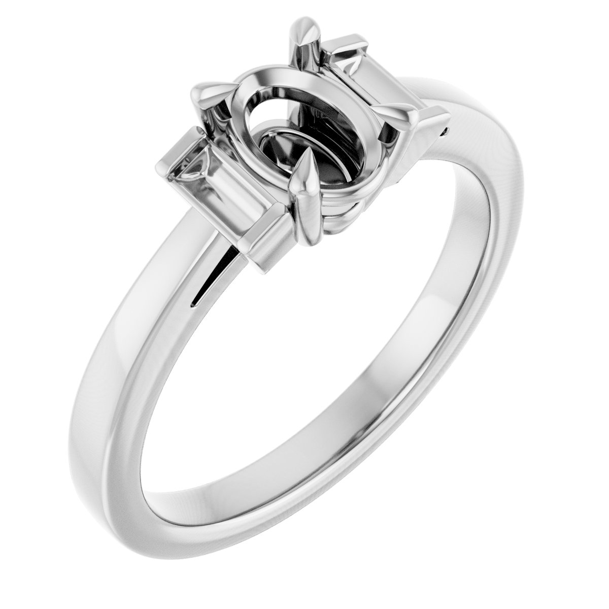 Claw-Prong Three-Stone Engagement Ring or Band