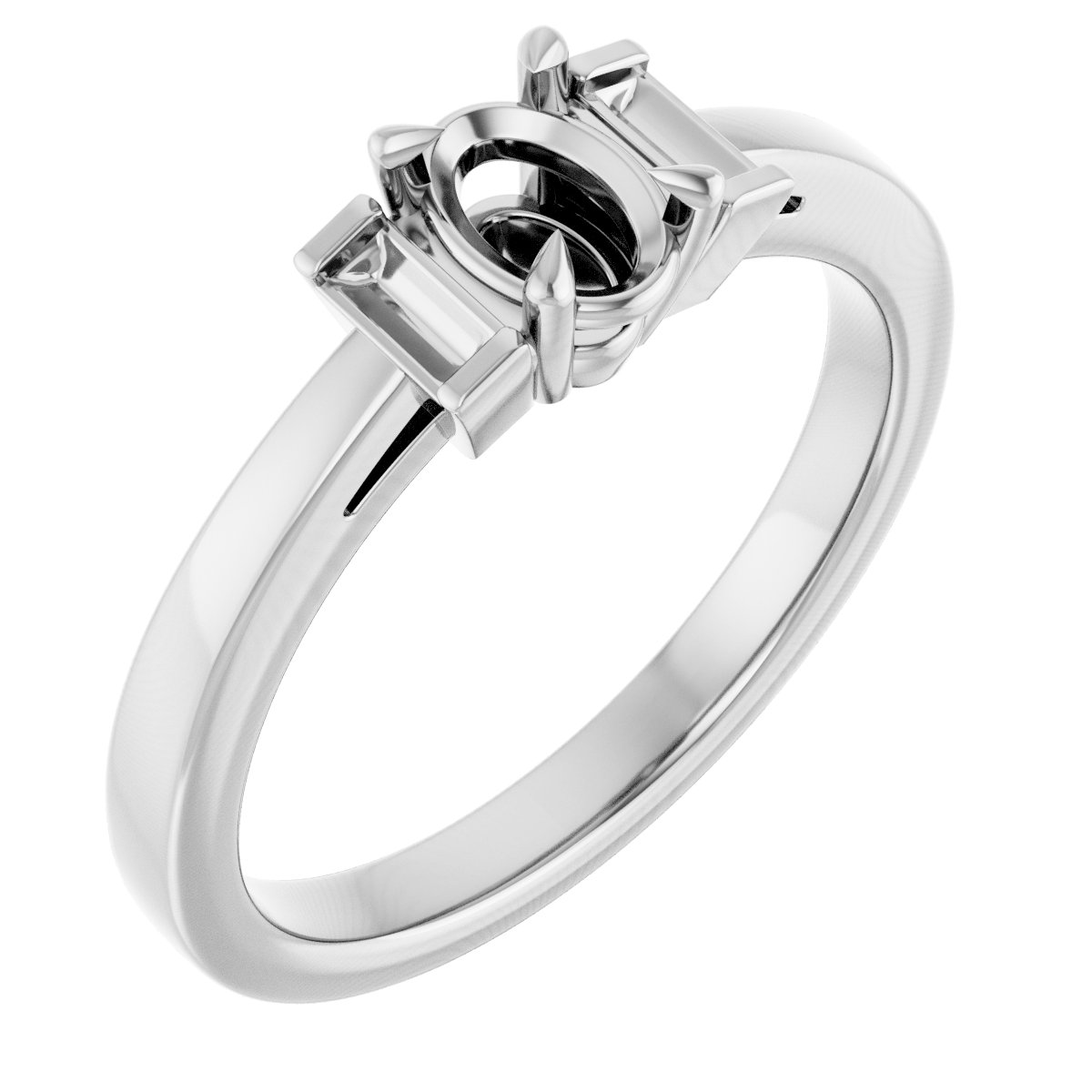 Claw-Prong Three-Stone Engagement Ring or Band