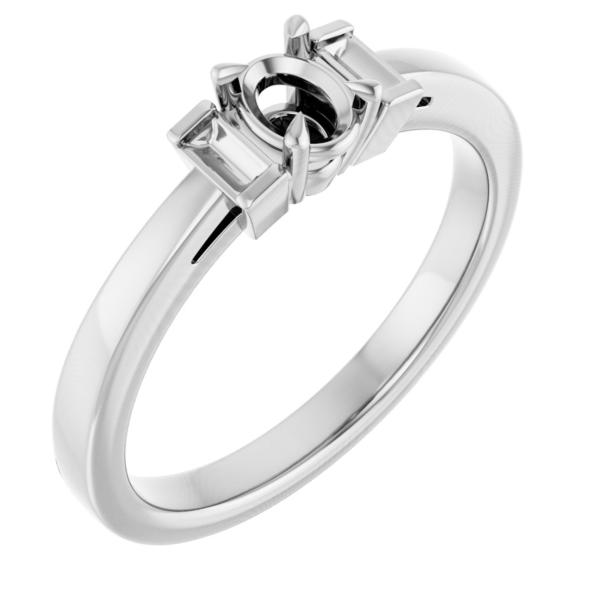 Claw-Prong Three-Stone Engagement Ring or Band