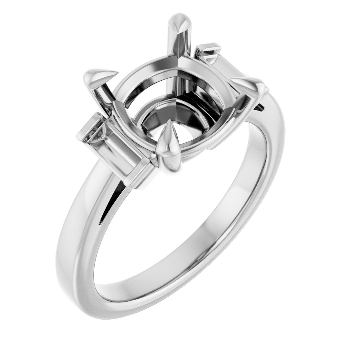 Claw-Prong Three-Stone Engagement Ring or Band