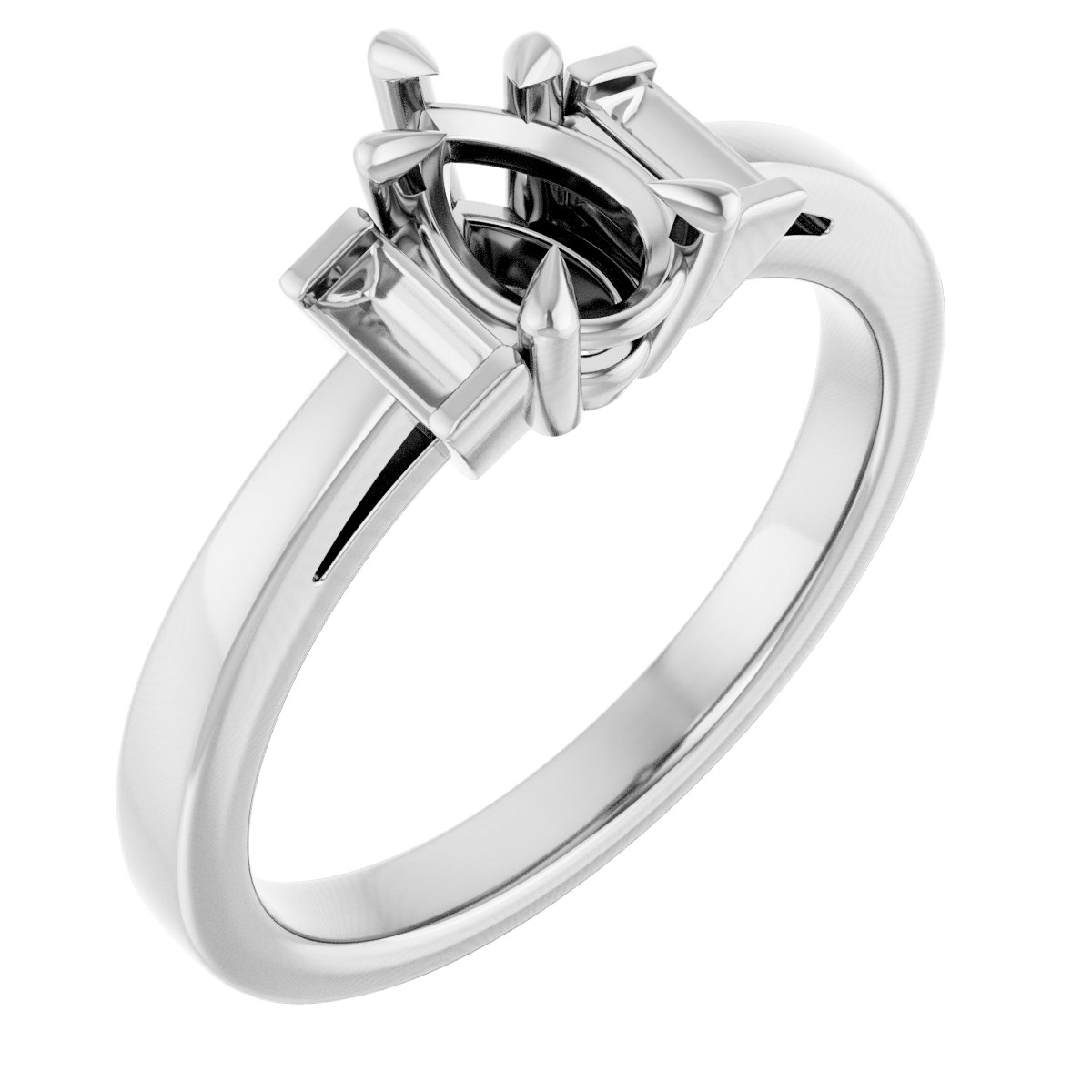 Claw-Prong Three-Stone Engagement Ring or Band