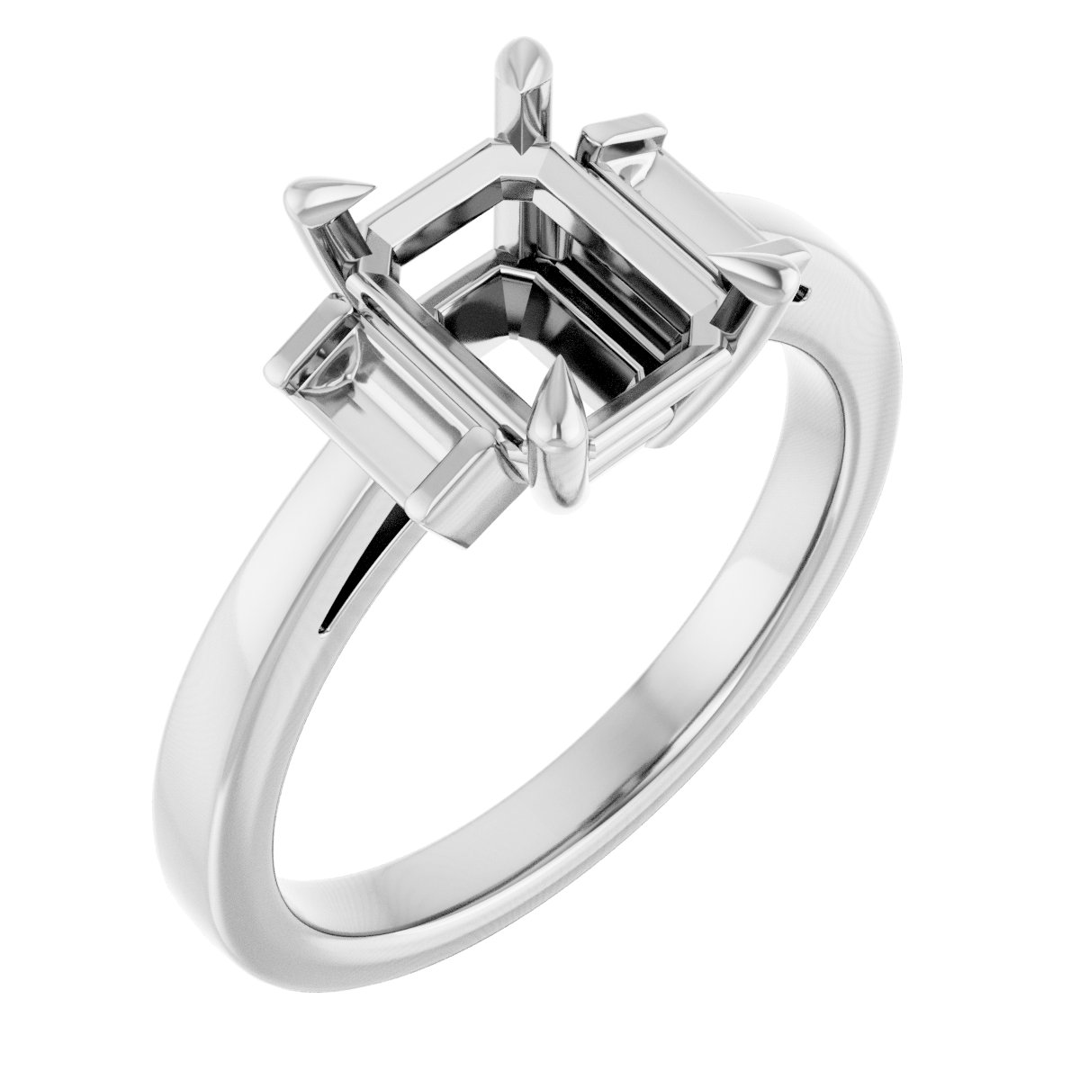 Claw-Prong Three-Stone Engagement Ring or Band