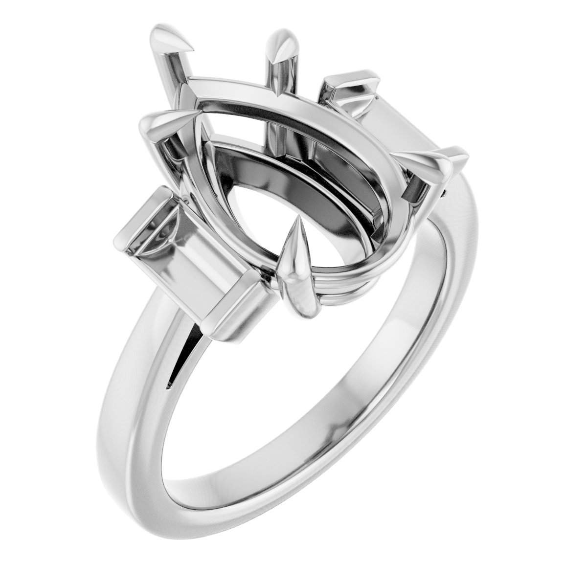 Claw-Prong Three-Stone Engagement Ring or Band