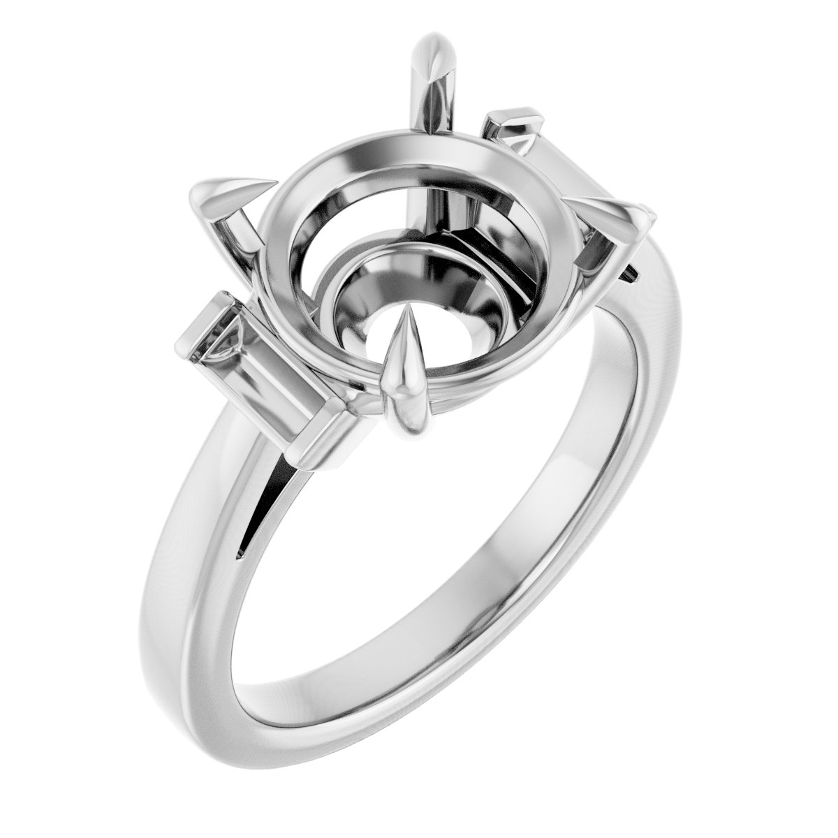 Claw-Prong Three-Stone Engagement Ring or Band