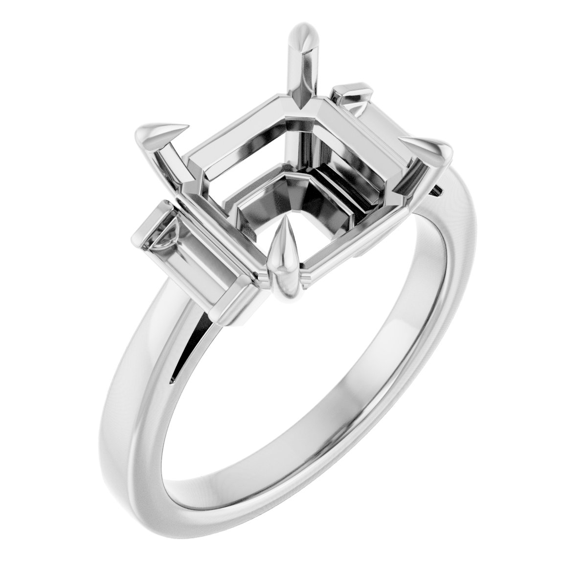Claw-Prong Three-Stone Engagement Ring or Band