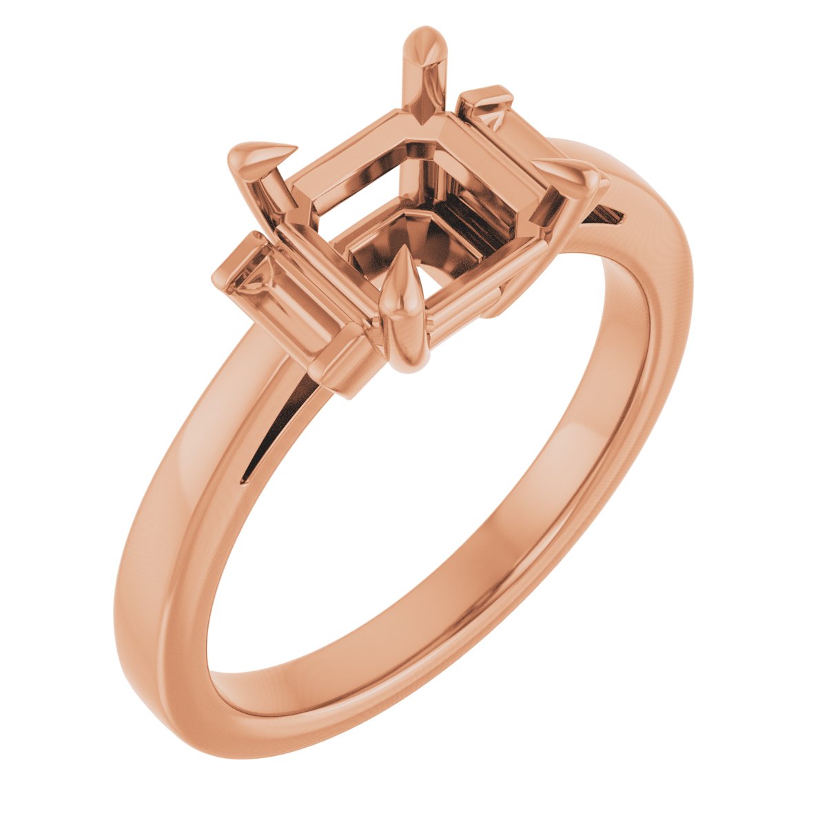 Claw-Prong Three-Stone Engagement Ring or Band
