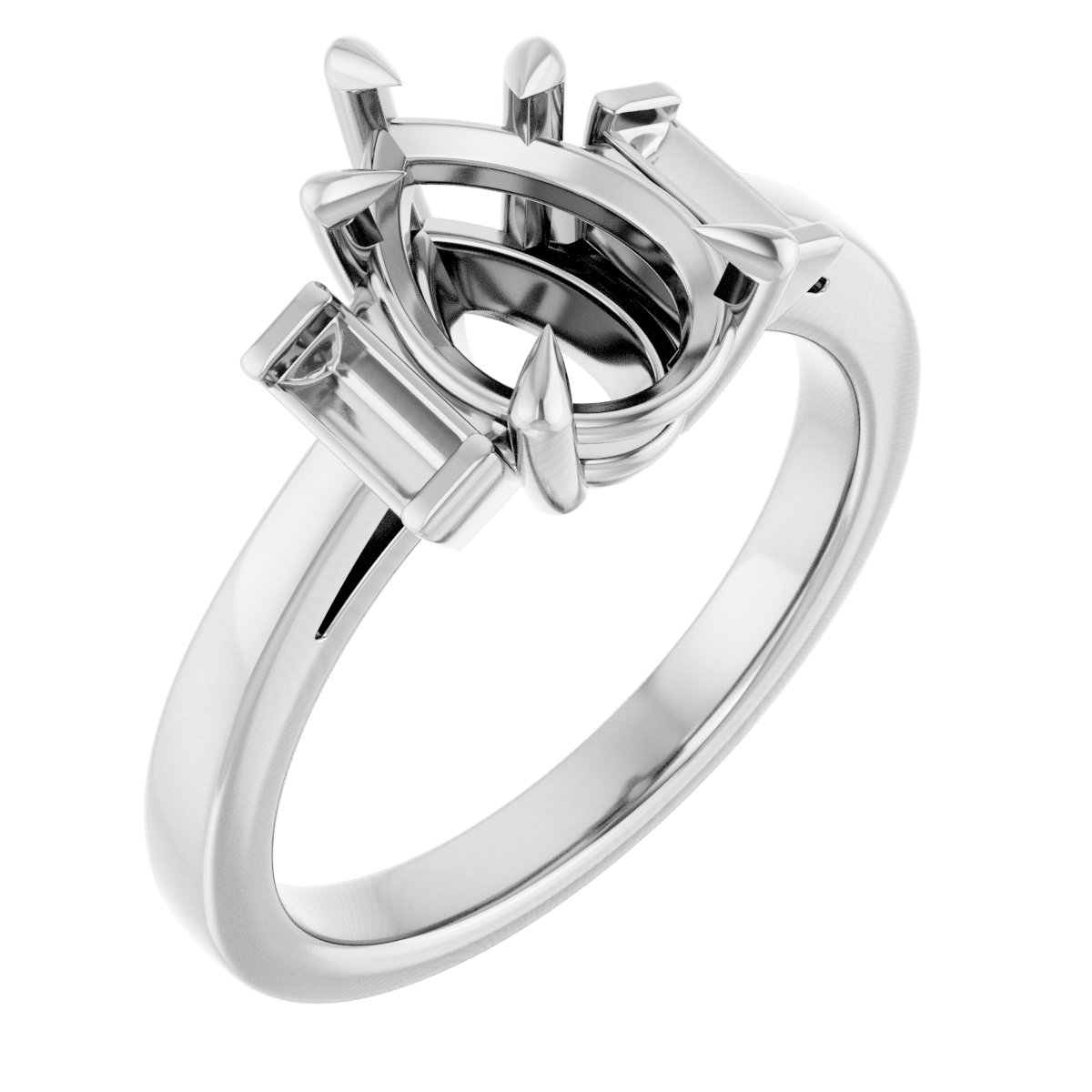 Claw-Prong Three-Stone Engagement Ring or Band