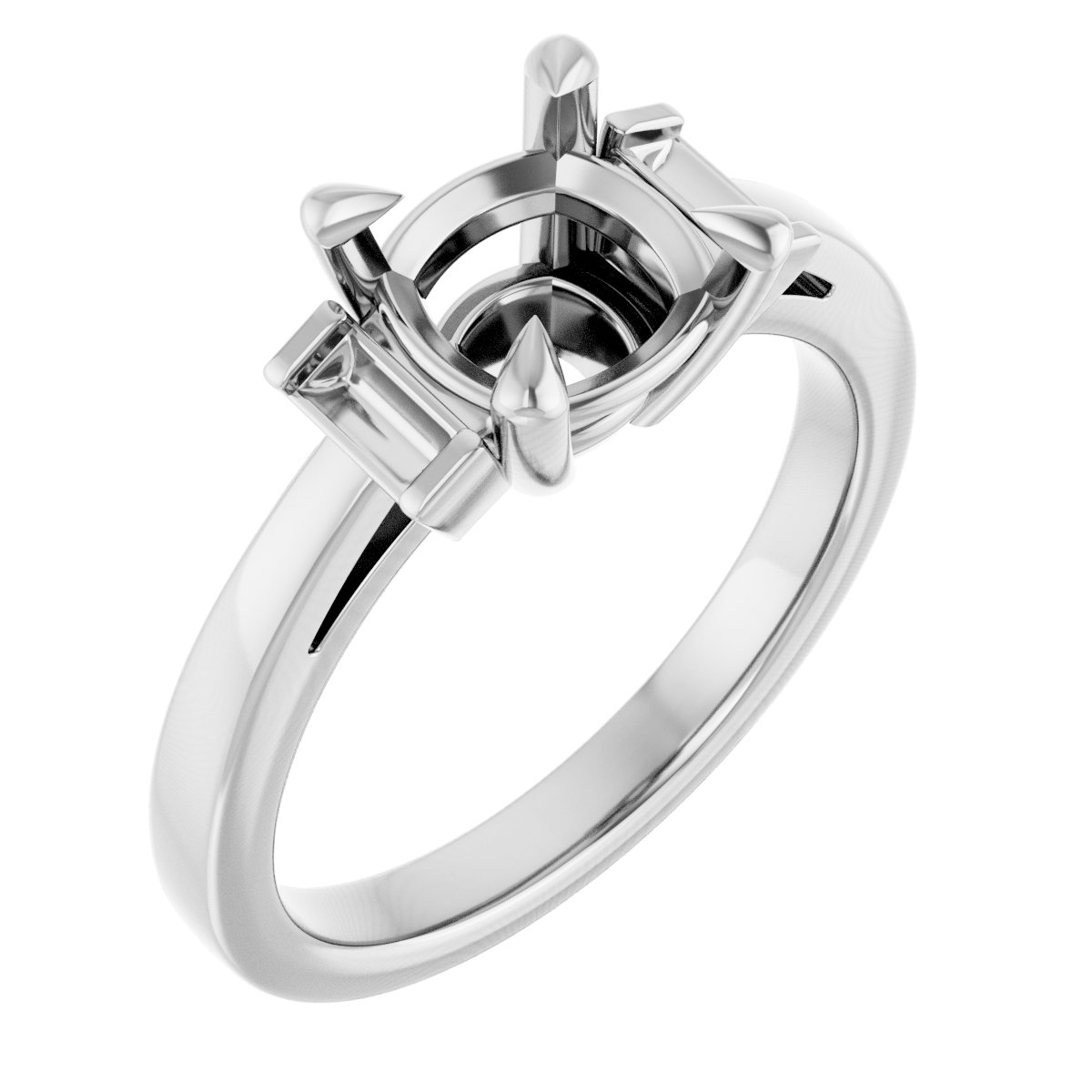Claw-Prong Three-Stone Engagement Ring or Band