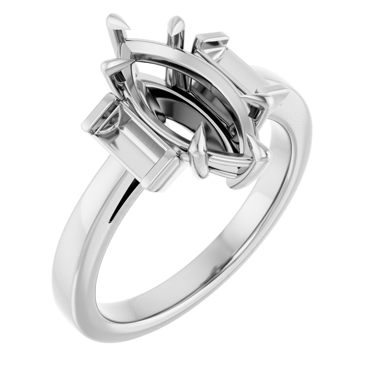 Claw-Prong Three-Stone Engagement Ring or Band