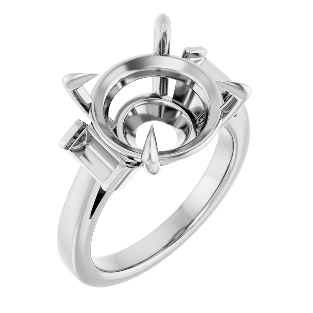Claw-Prong Three-Stone Engagement Ring or Band