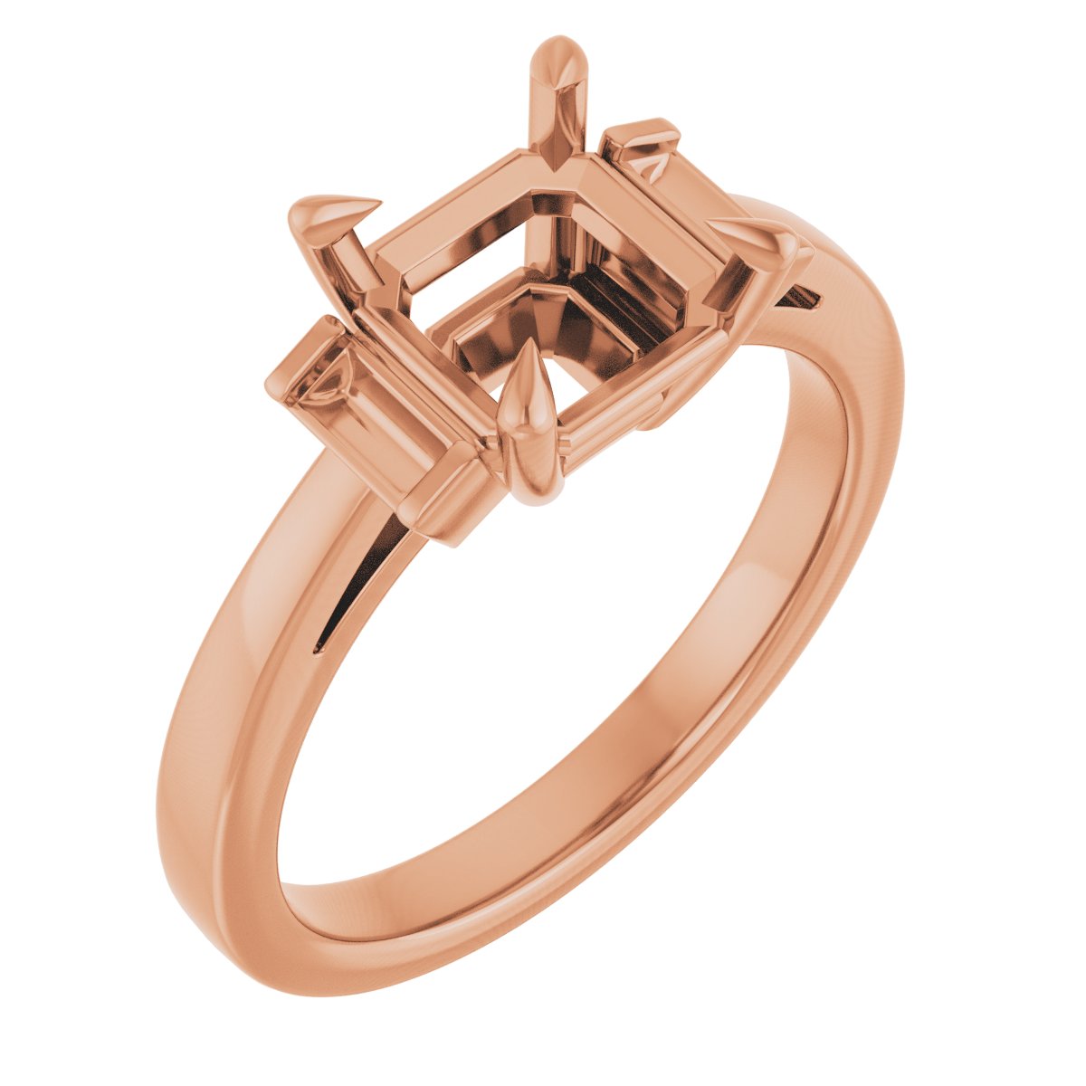 Claw-Prong Three-Stone Engagement Ring or Band