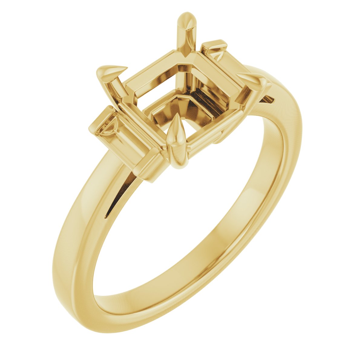 Claw-Prong Three-Stone Engagement Ring or Band