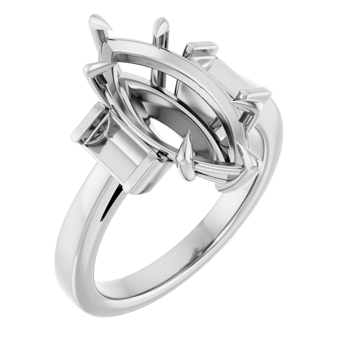 Claw-Prong Three-Stone Engagement Ring or Band