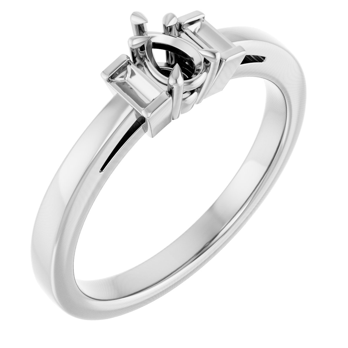 Claw-Prong Three-Stone Engagement Ring or Band