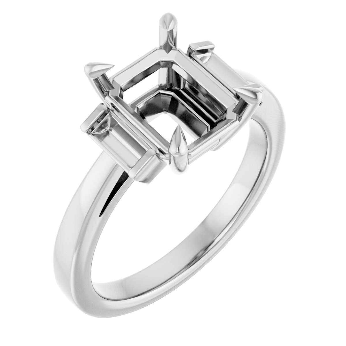Claw-Prong Three-Stone Engagement Ring or Band