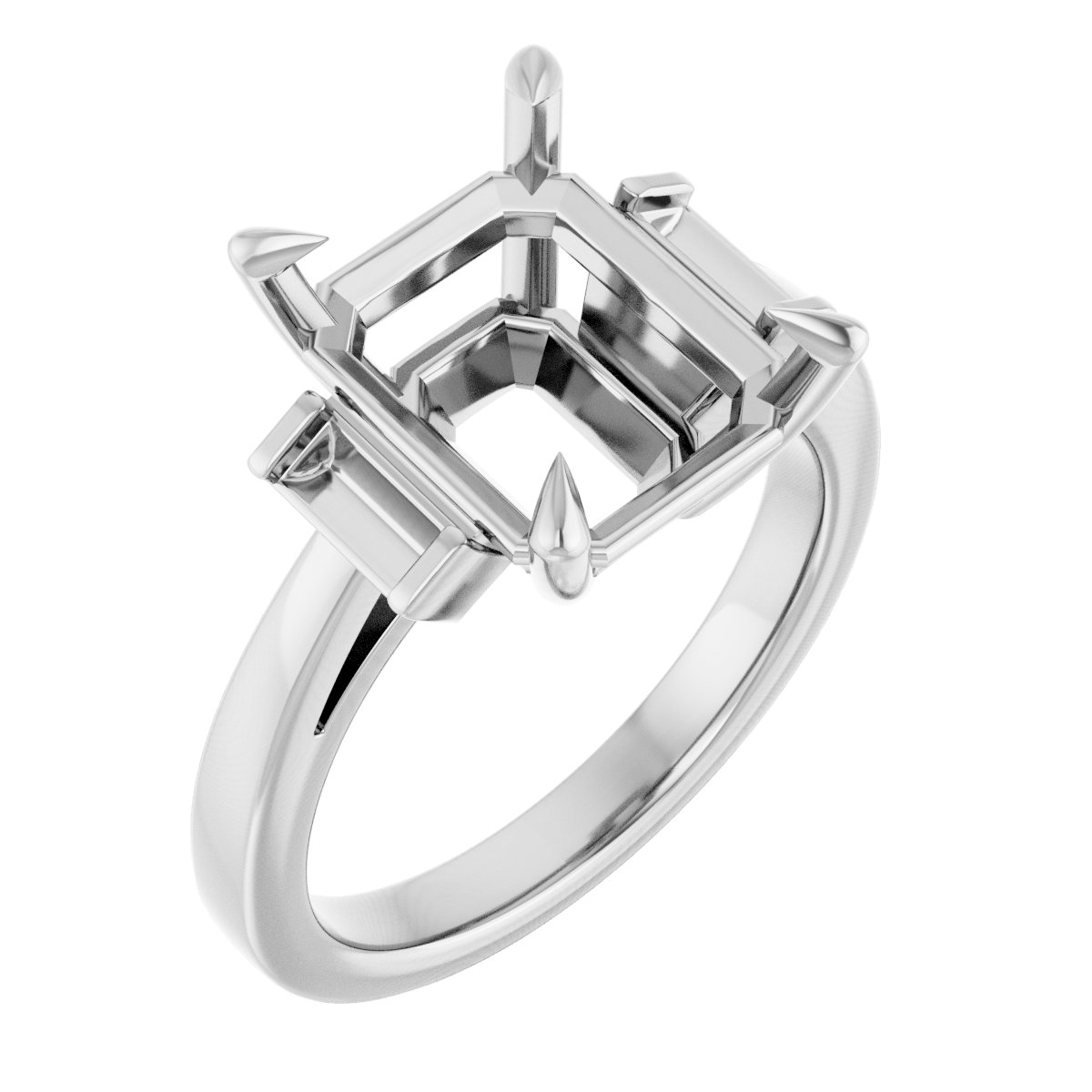 Claw-Prong Three-Stone Engagement Ring or Band