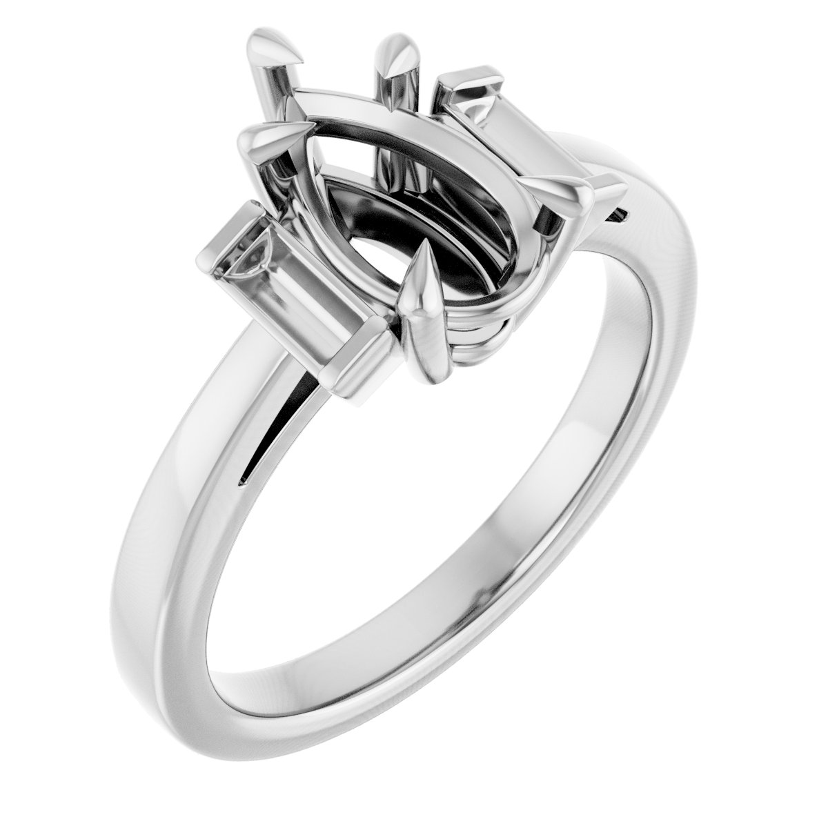 Claw-Prong Three-Stone Engagement Ring or Band