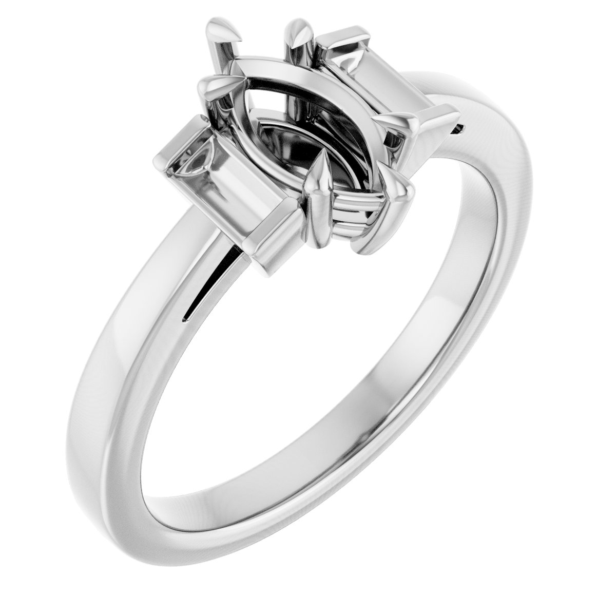 Claw-Prong Three-Stone Engagement Ring or Band