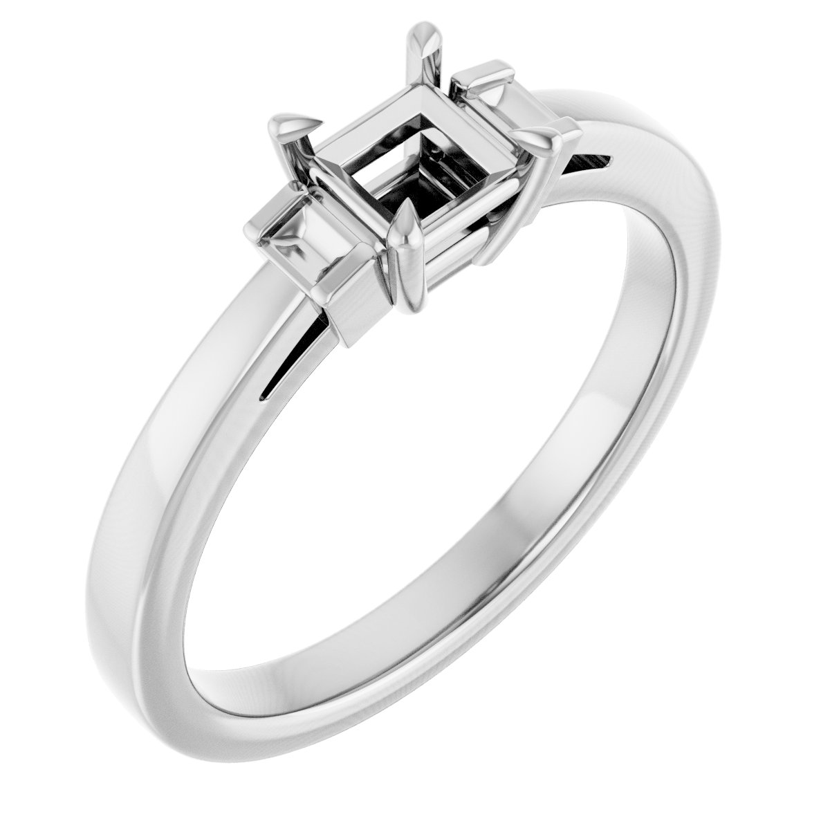 Claw-Prong Three-Stone Engagement Ring or Band